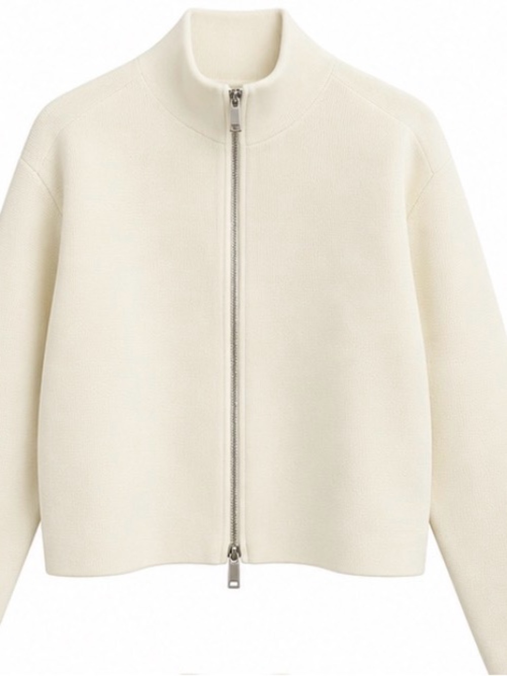 Zara Cream Full-Zip Bomber Jacket